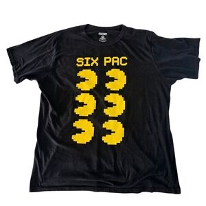 Bandai Namco Pac-Man Men XL Six Pac Graphic T-Shirt Black Retro Gamer 80s‎ Tee